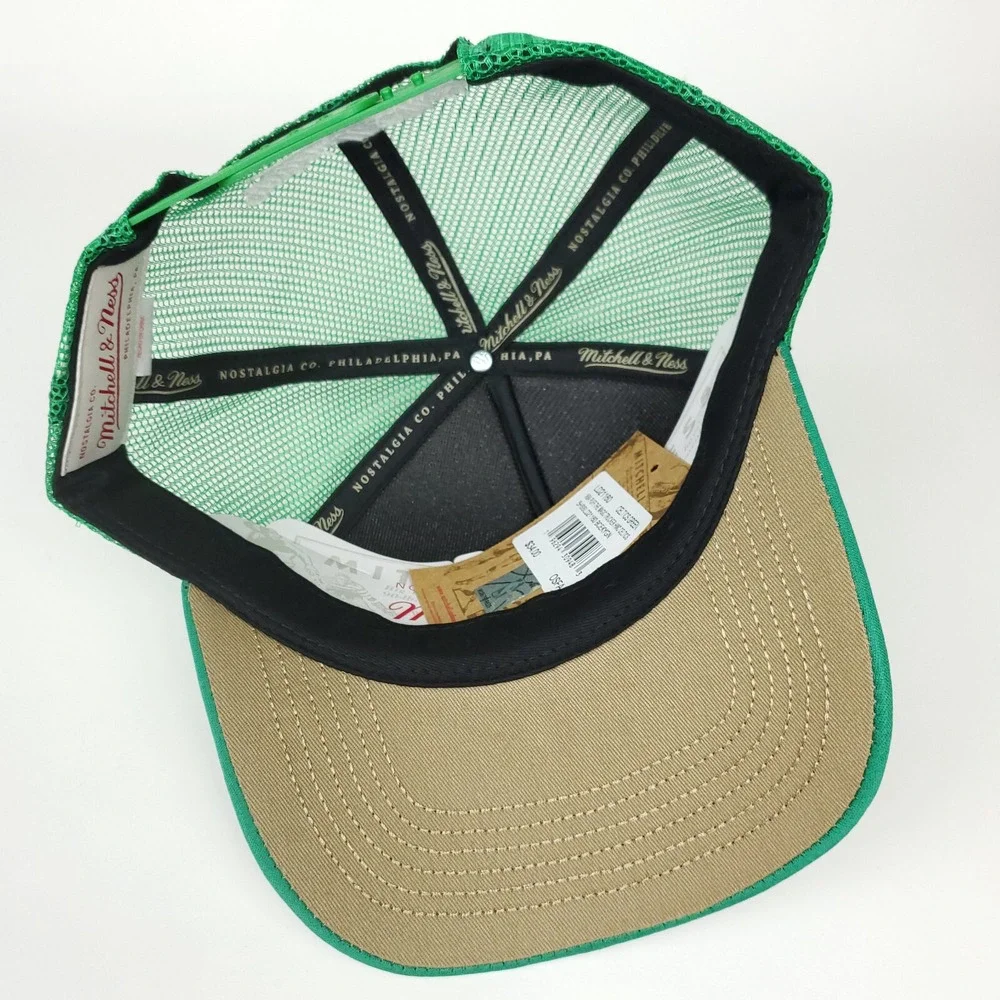 Boston Celtics Mitchell & Ness NBA Trucker Hat 3D Logo‎ Puff Logo Green Cap NWT